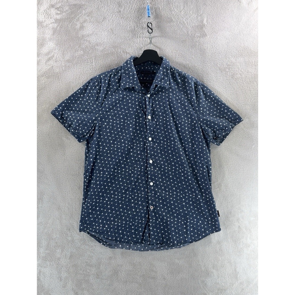 John Varvatos Star USA Button Down Shirt Mens Size Medium Blue Star Print